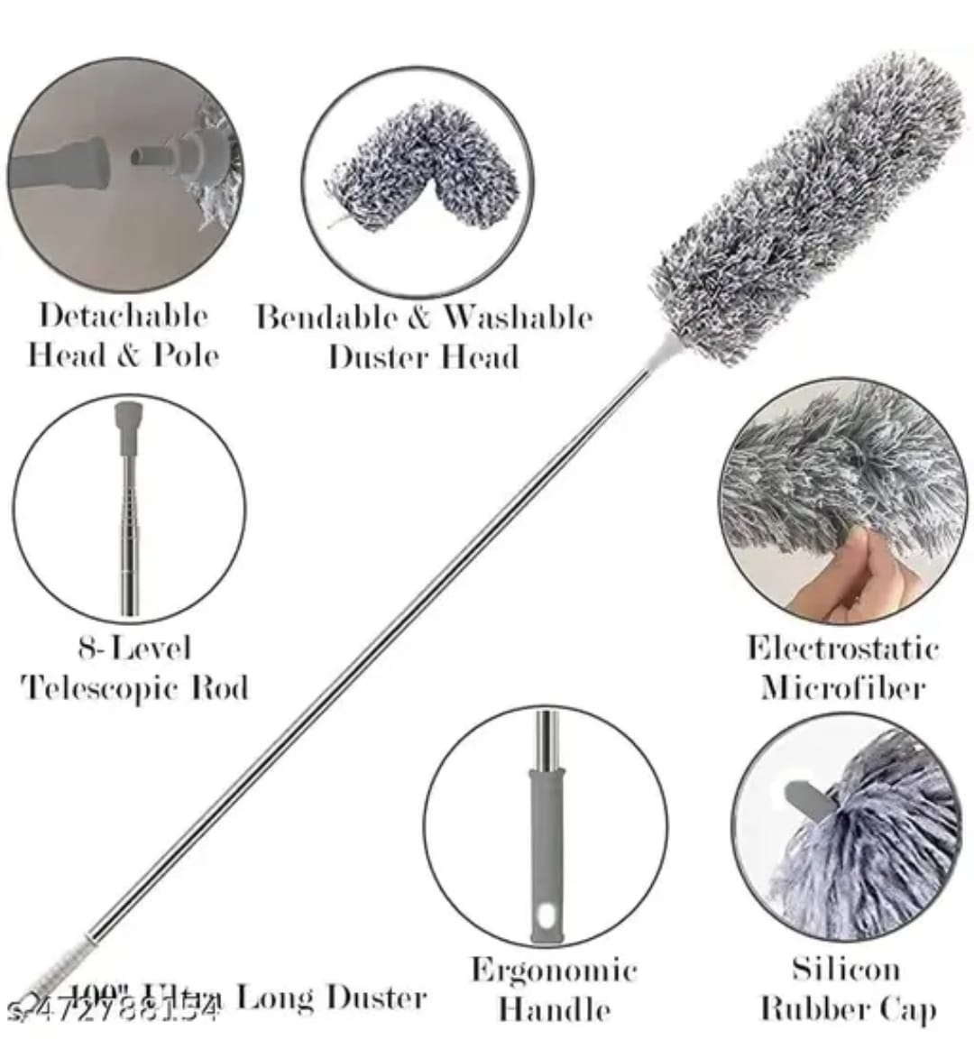 Telescopic Microfiber Ceiling Fan & Cobweb Duster | Extendable Long Handle Cleaning Brush